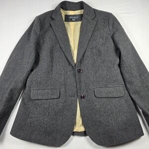Eddie Bauer Blazer Womens Sz 6 Wool Blend Classic Black/Gray Tweed Lined
